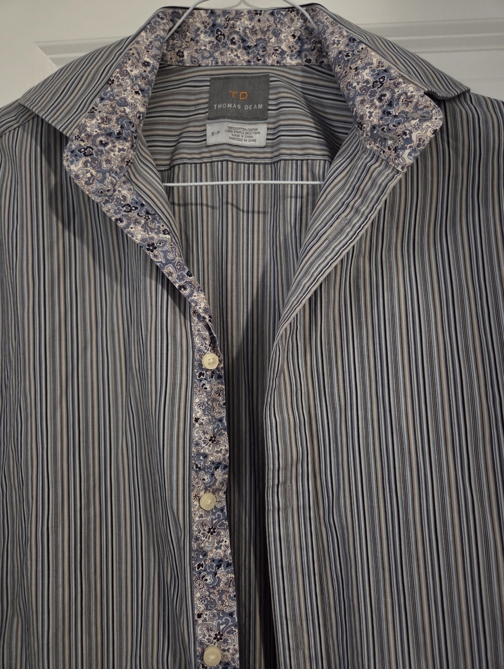 Thomas Dean Gray and White Striped Lightweight Shirt Jacket
